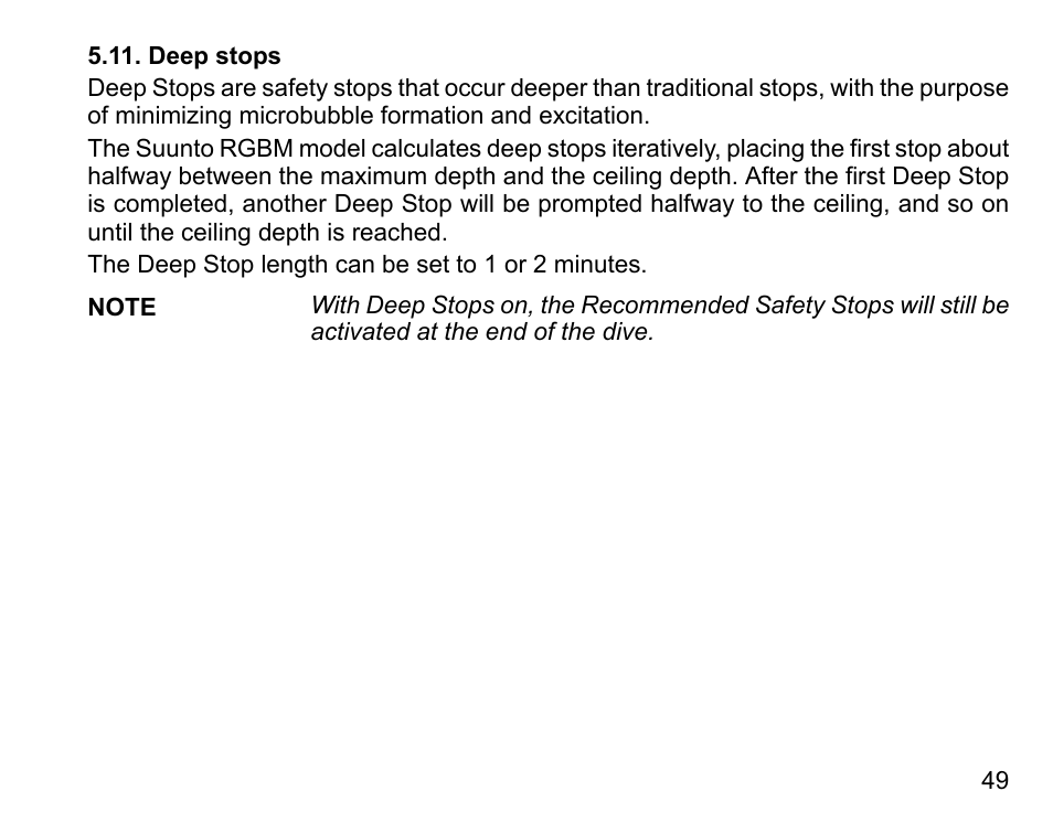 Deep stops | SUUNTO D4 User Manual | Page 48 / 106