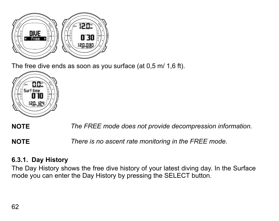 Day history | SUUNTO D4 User Manual | Page 61 / 106