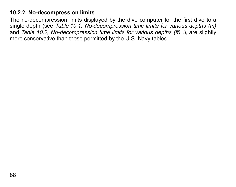 No-decompression limits | SUUNTO D4 User Manual | Page 87 / 106