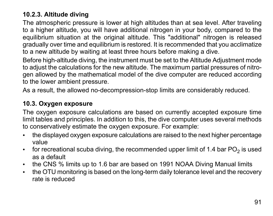 Altitude diving, Oxygen exposure | SUUNTO D4 User Manual | Page 90 / 106