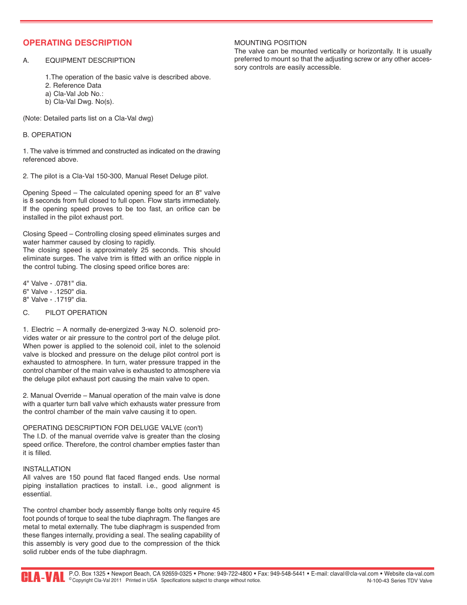 Cla-val | Cla-Val 100-43 User Manual | Page 4 / 4