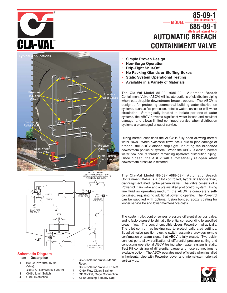 Cla-Val 85-09-1/685-09-1 User Manual | 4 pages