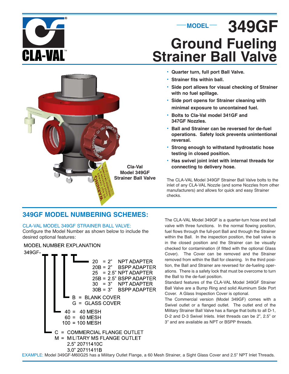 Cla-Val 349GF User Manual | 2 pages