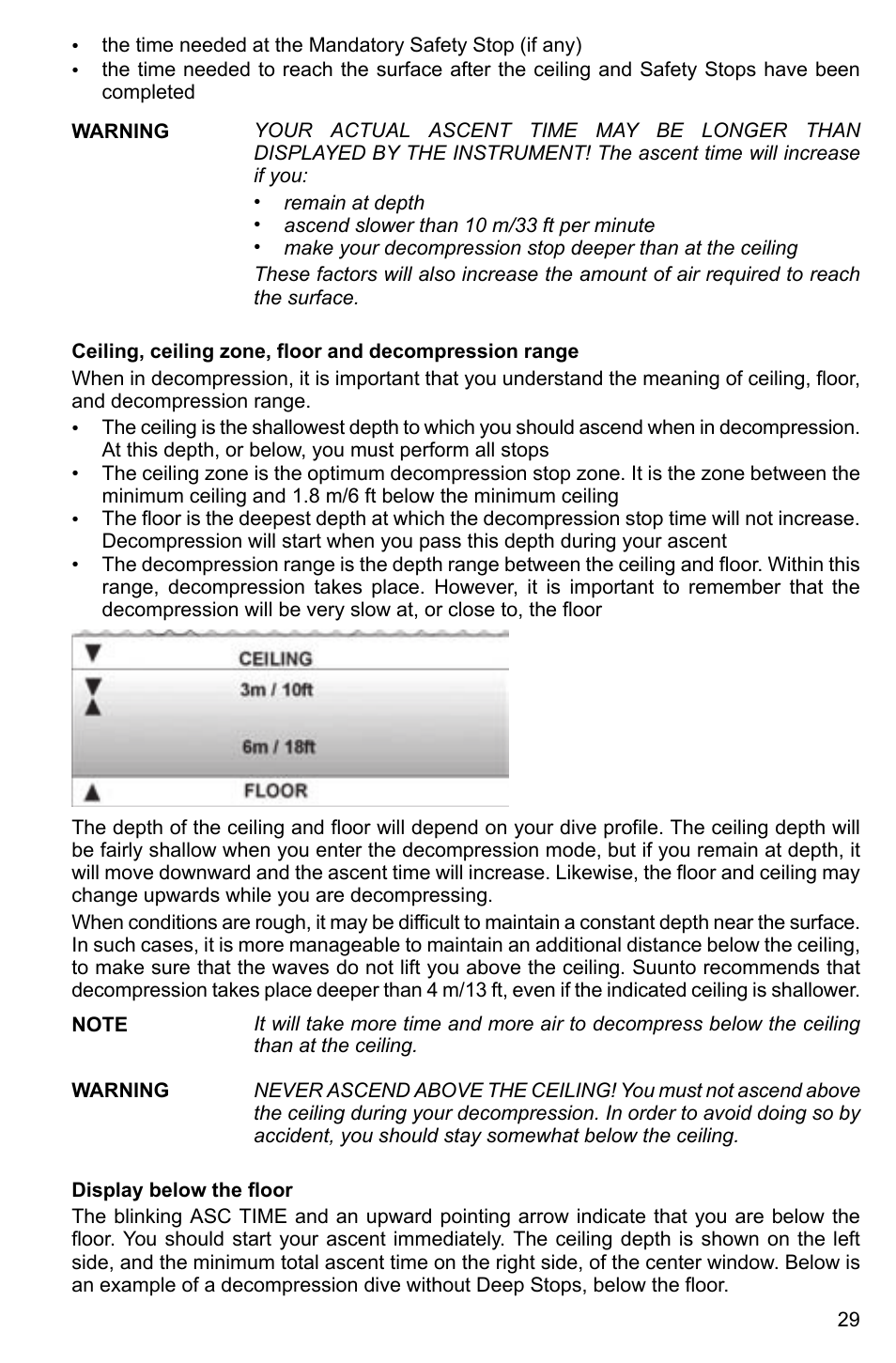 Display below the floor | SUUNTO Cobra2 User Manual | Page 29 / 56