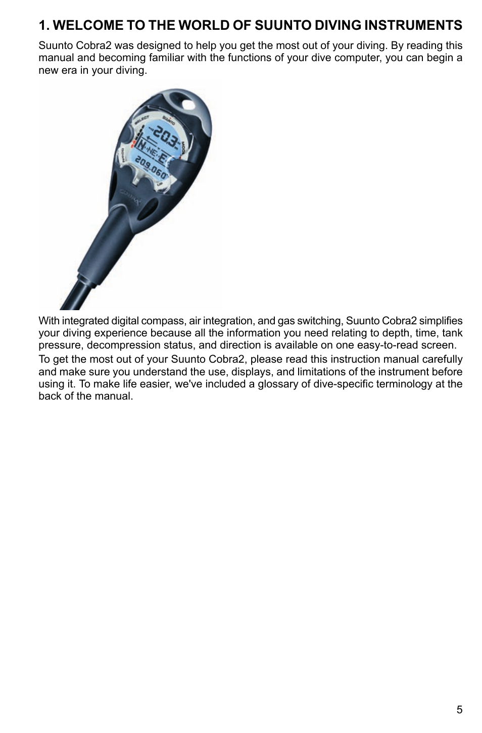 Welcome to the world of suunto diving instruments | SUUNTO Cobra2 User Manual | Page 5 / 56