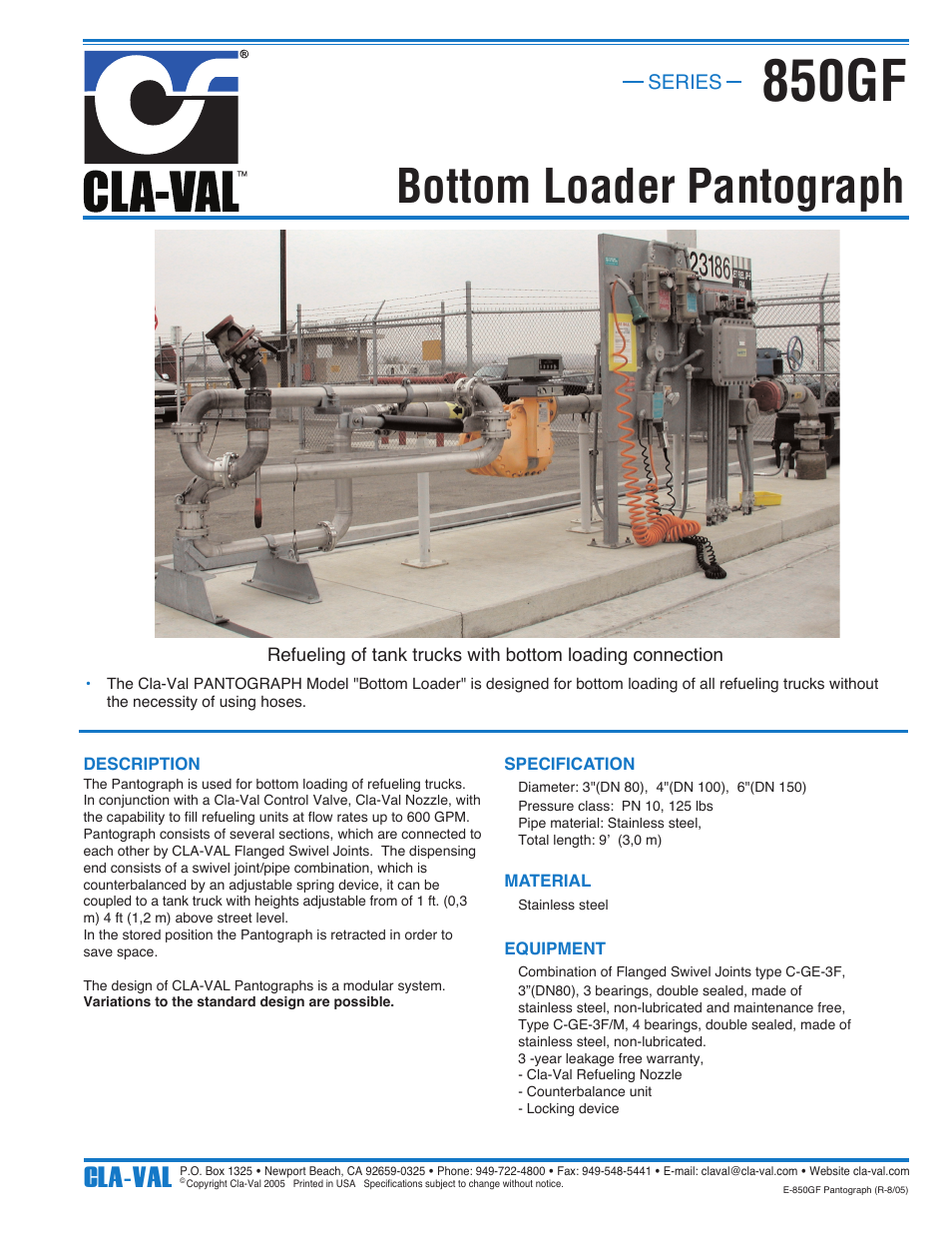 Cla-Val 850GF Series User Manual | 2 pages