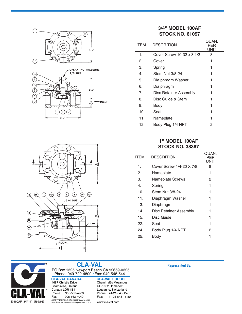 Cla-val | Cla-Val 100AF User Manual | Page 2 / 2