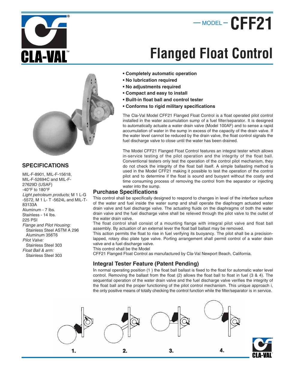 Cla-Val CFF21 User Manual | 2 pages