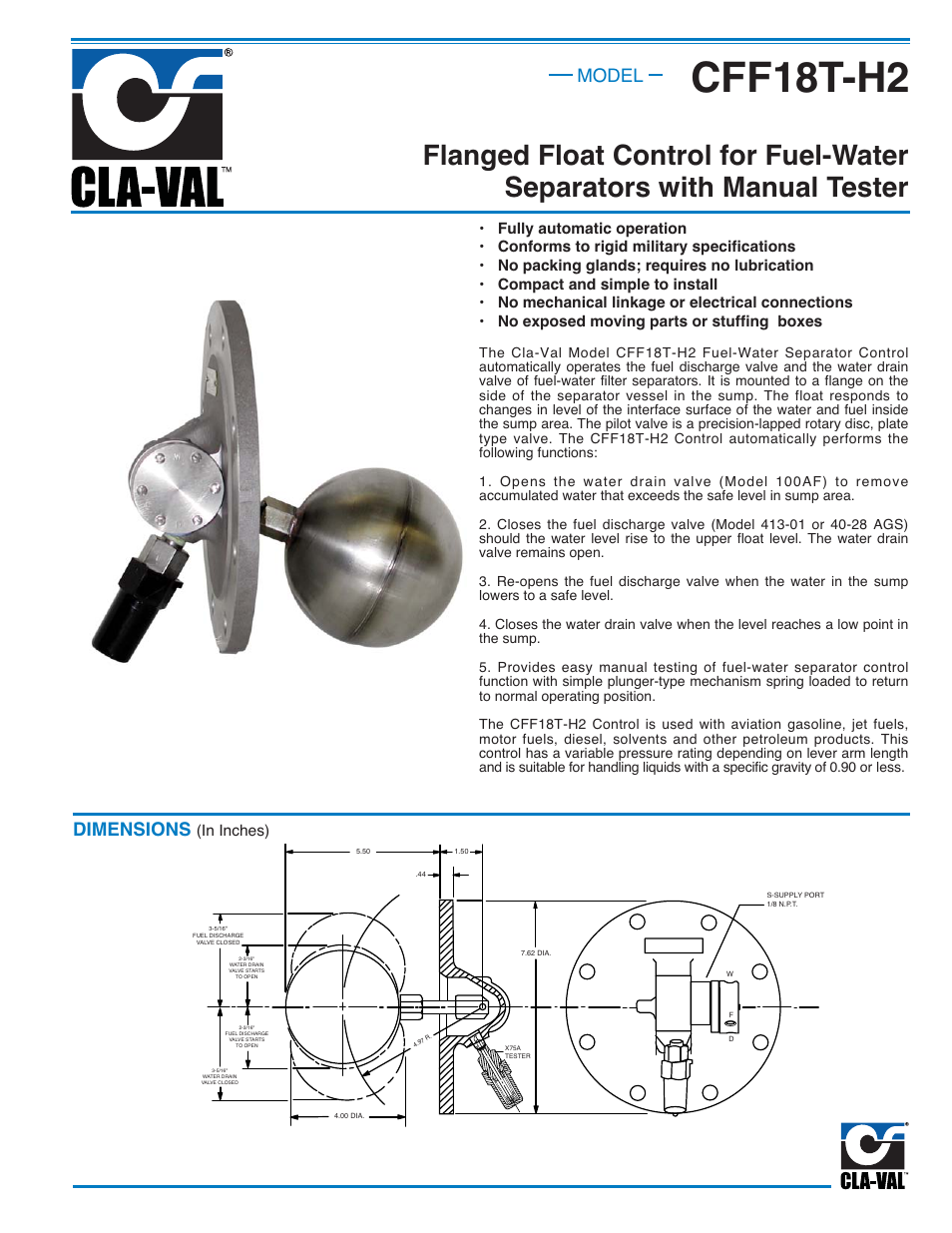 Cla-Val E-CFF18T-H2 User Manual | 2 pages