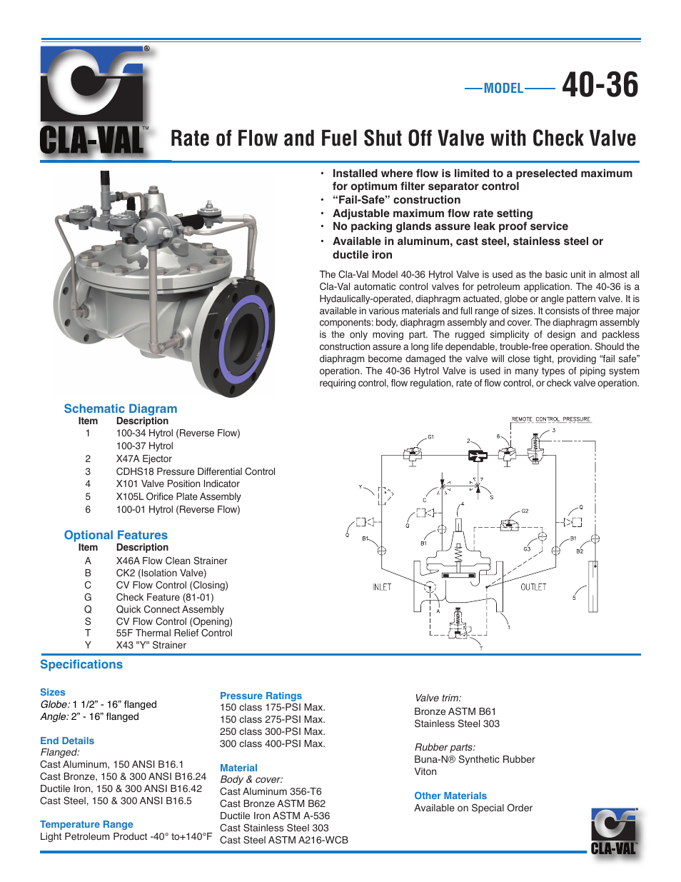 Cla-Val 40-36/640-36 User Manual | 2 pages