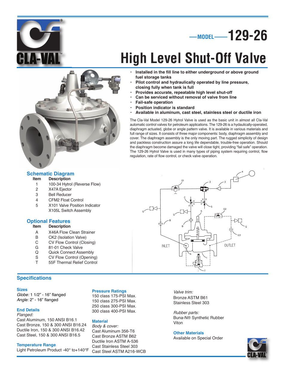 Cla-Val 129-26 User Manual | 2 pages