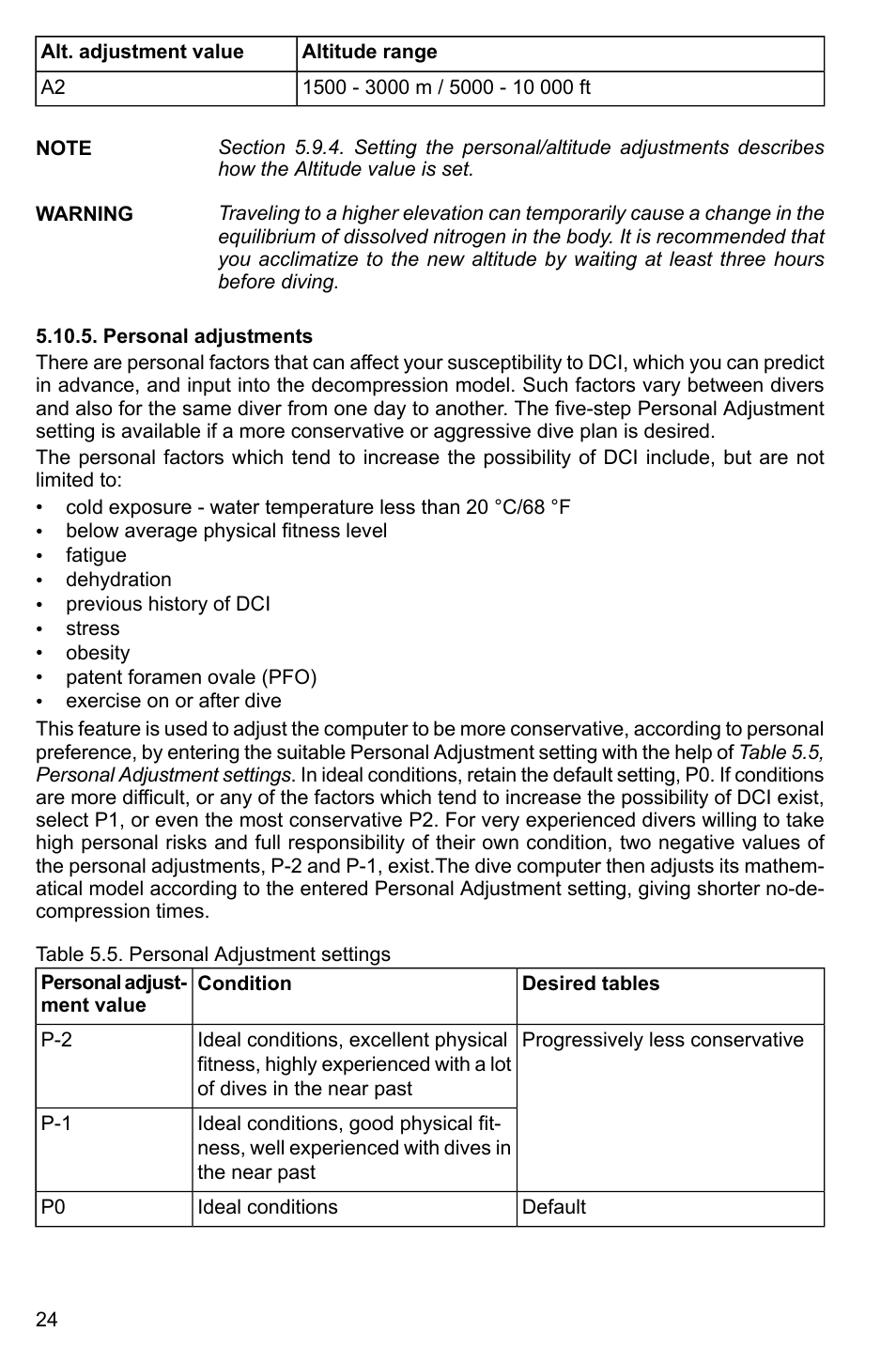 Personal adjustments | SUUNTO HELO2 User Manual | Page 24 / 64