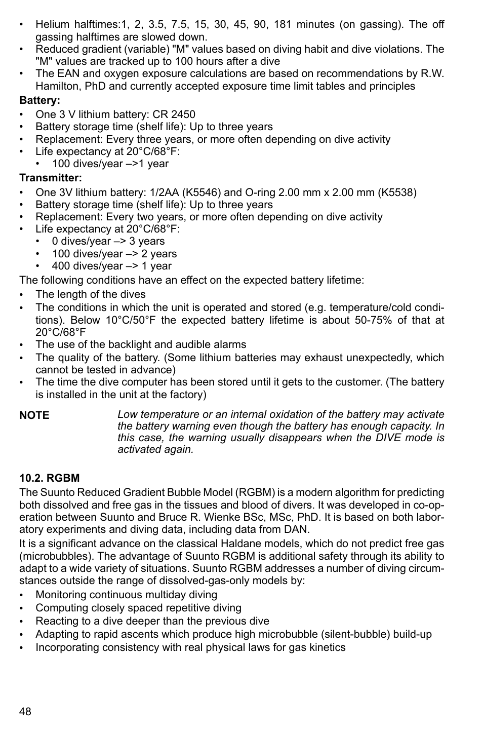 Rgbm | SUUNTO HELO2 User Manual | Page 48 / 64