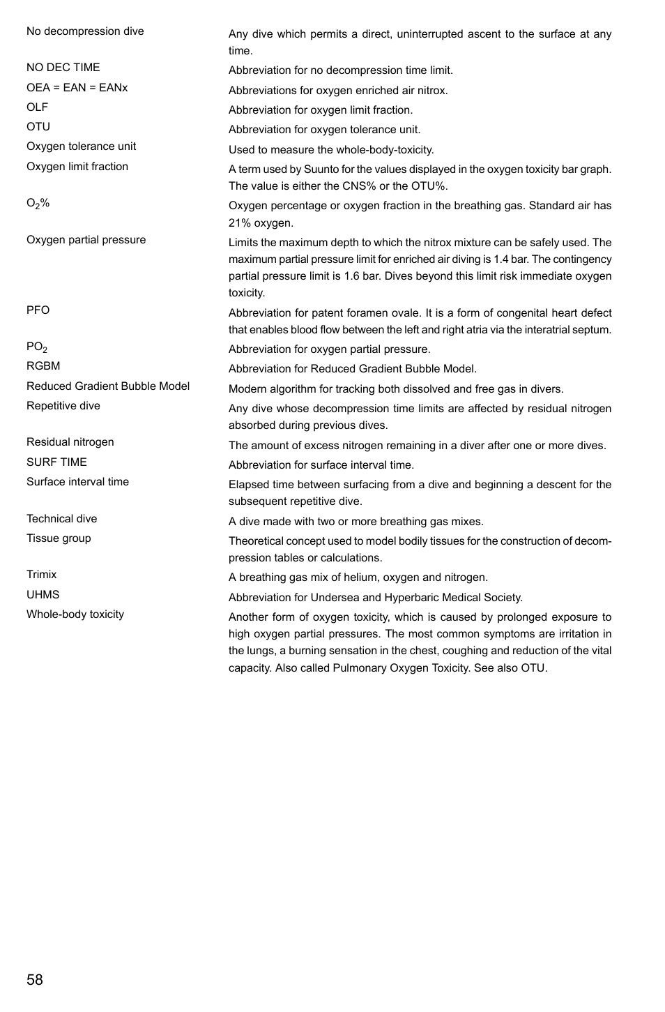 SUUNTO HELO2 User Manual | Page 58 / 64