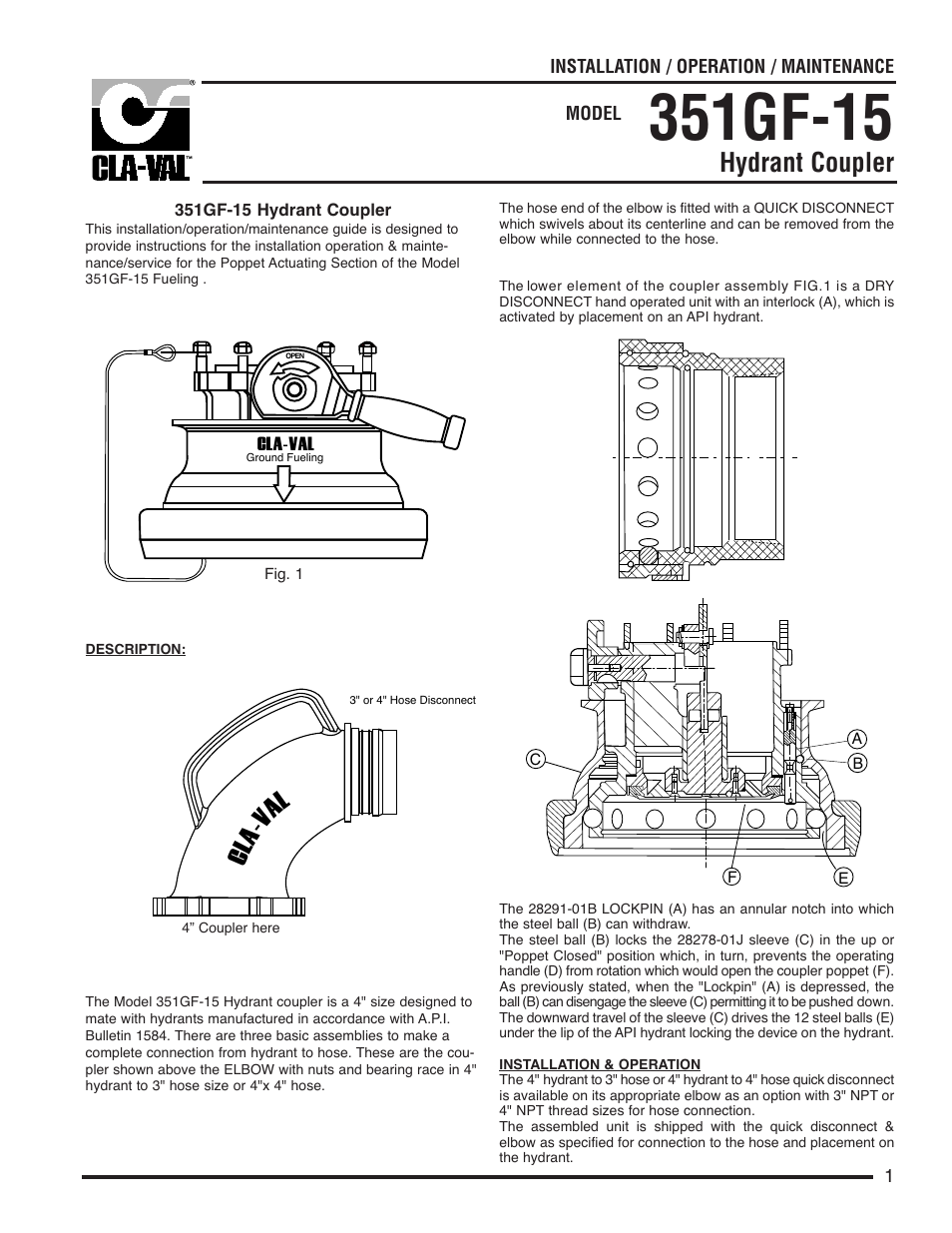 Cla-Val 351GF-15 User Manual | 8 pages