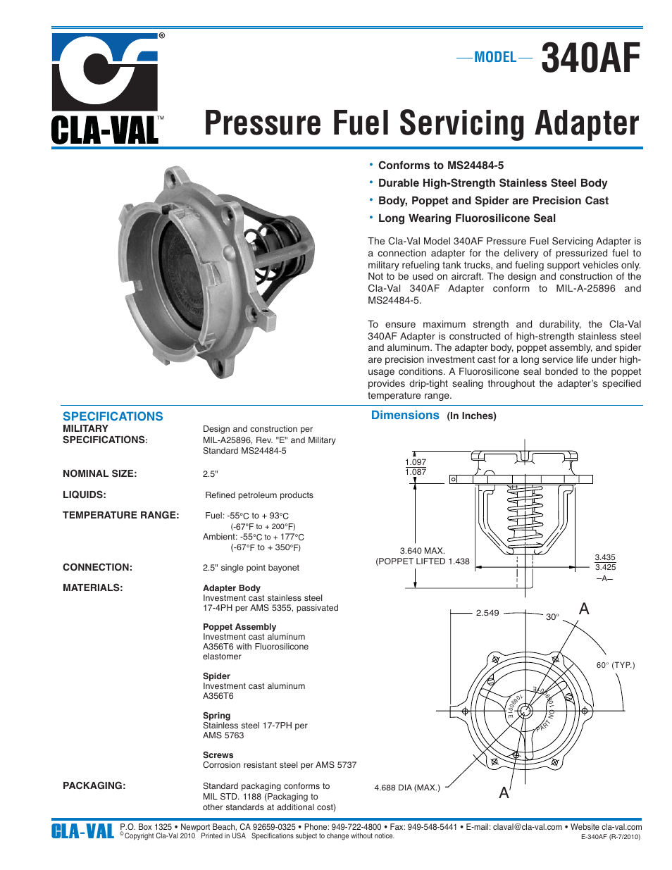 Cla-Val 340AF User Manual | 1 page