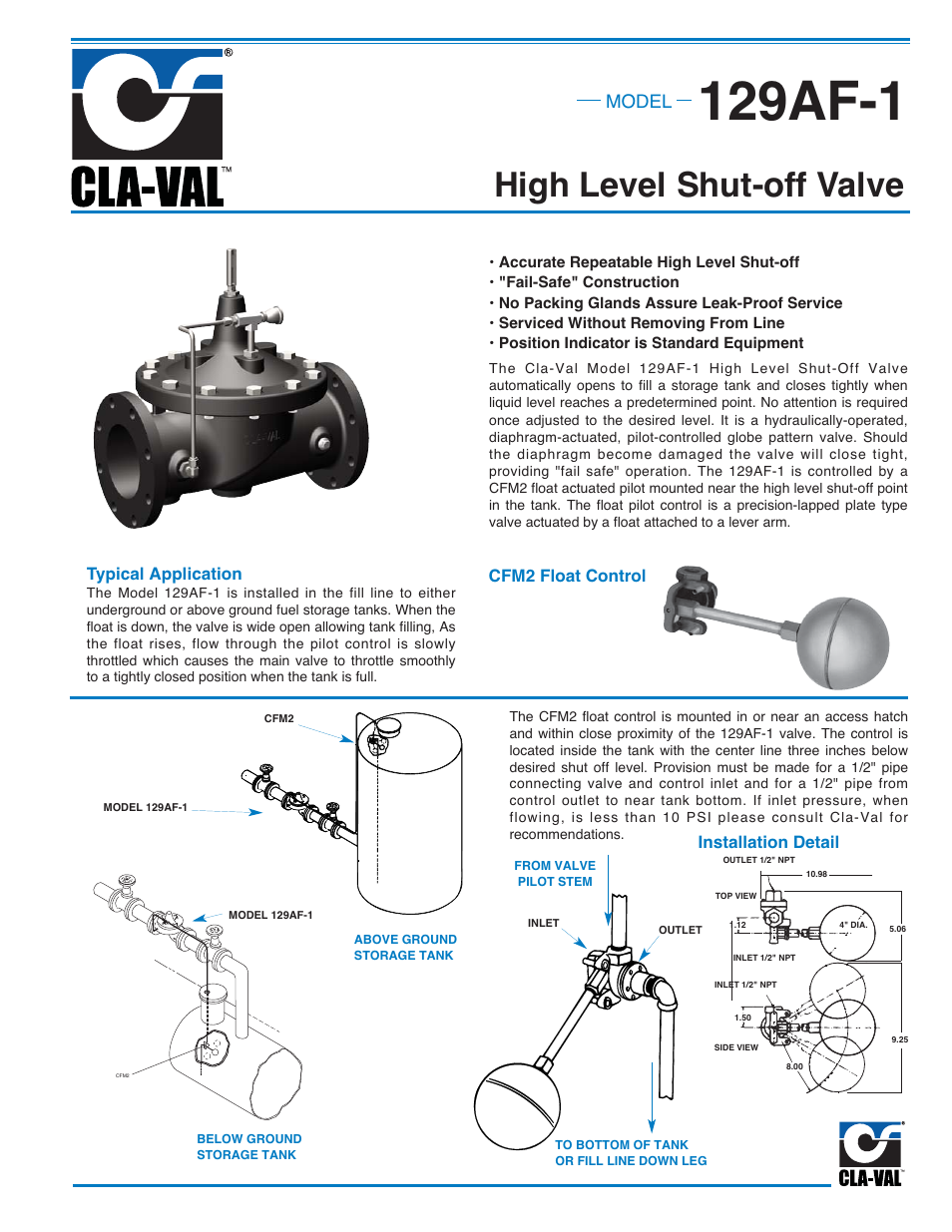 Cla-Val 129AF-1 User Manual | 2 pages