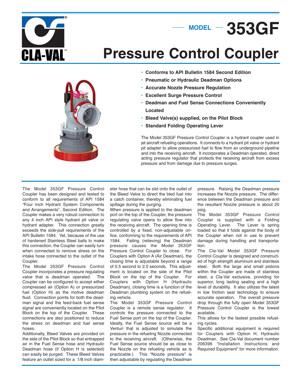 Cla-Val 353GF User Manual | 2 pages