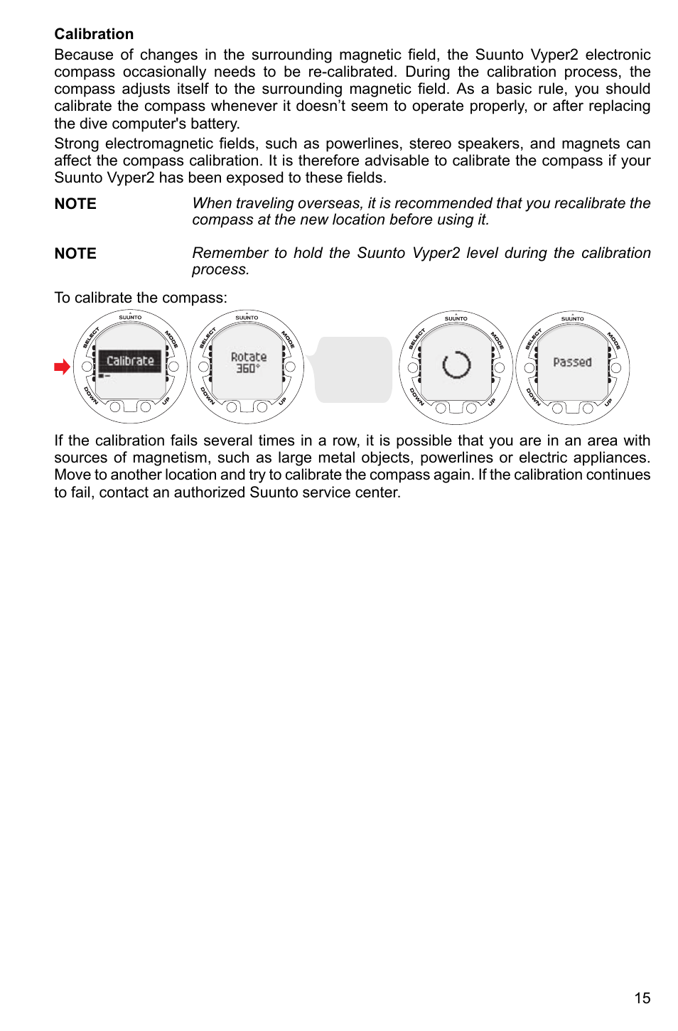 Calibration | SUUNTO Vyper2 User Manual | Page 15 / 55