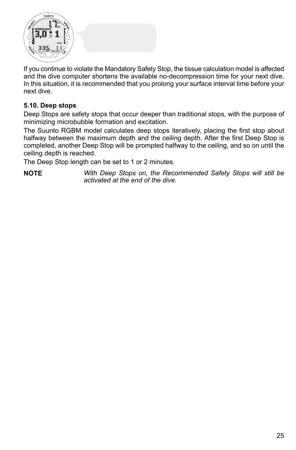 Deep stops | SUUNTO Vyper2 User Manual | Page 25 / 55