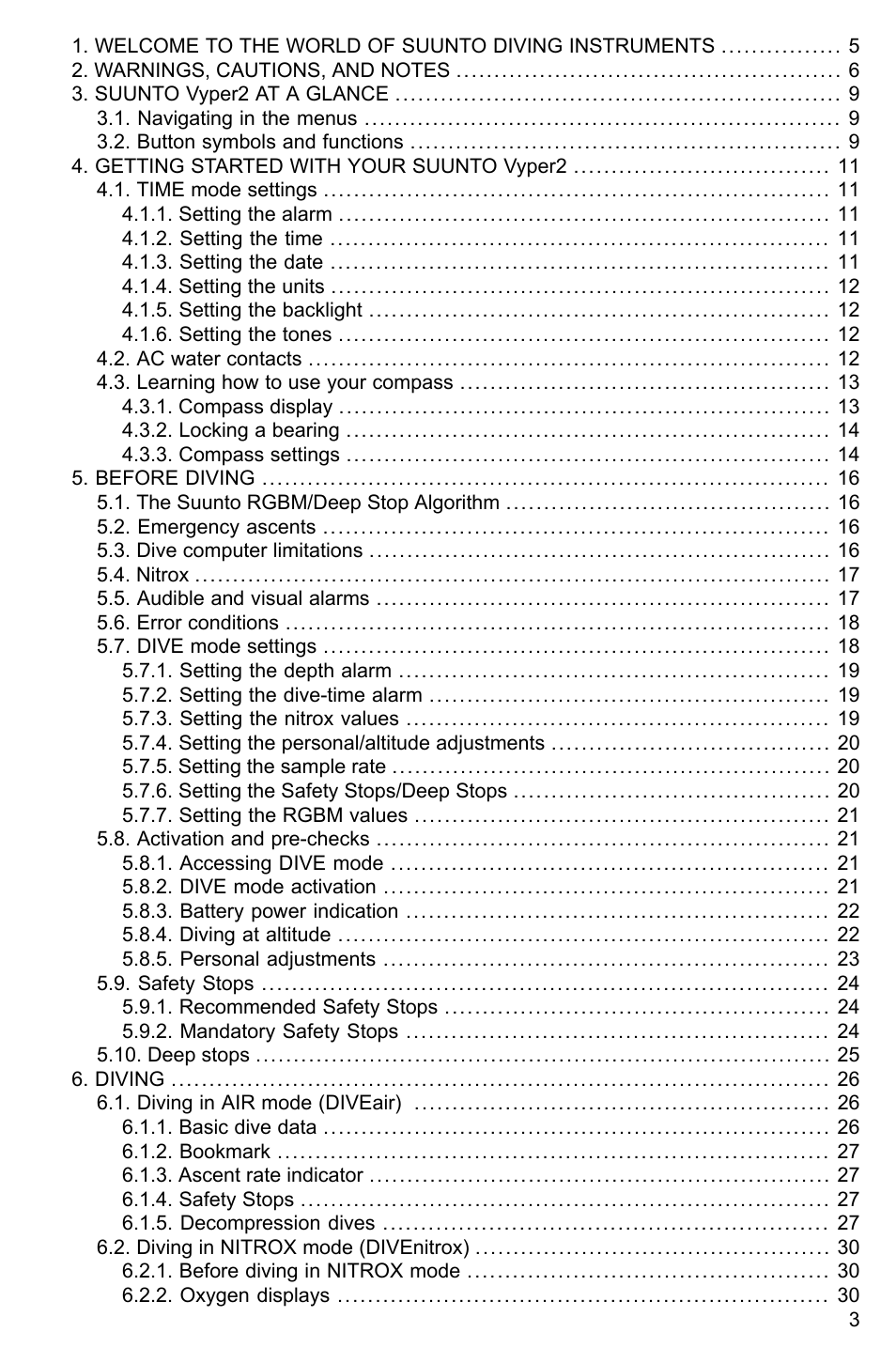 SUUNTO Vyper2 User Manual | Page 3 / 55