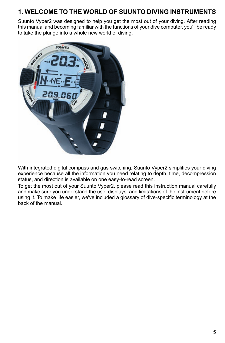 Welcome to the world of suunto diving instruments | SUUNTO Vyper2 User Manual | Page 5 / 55