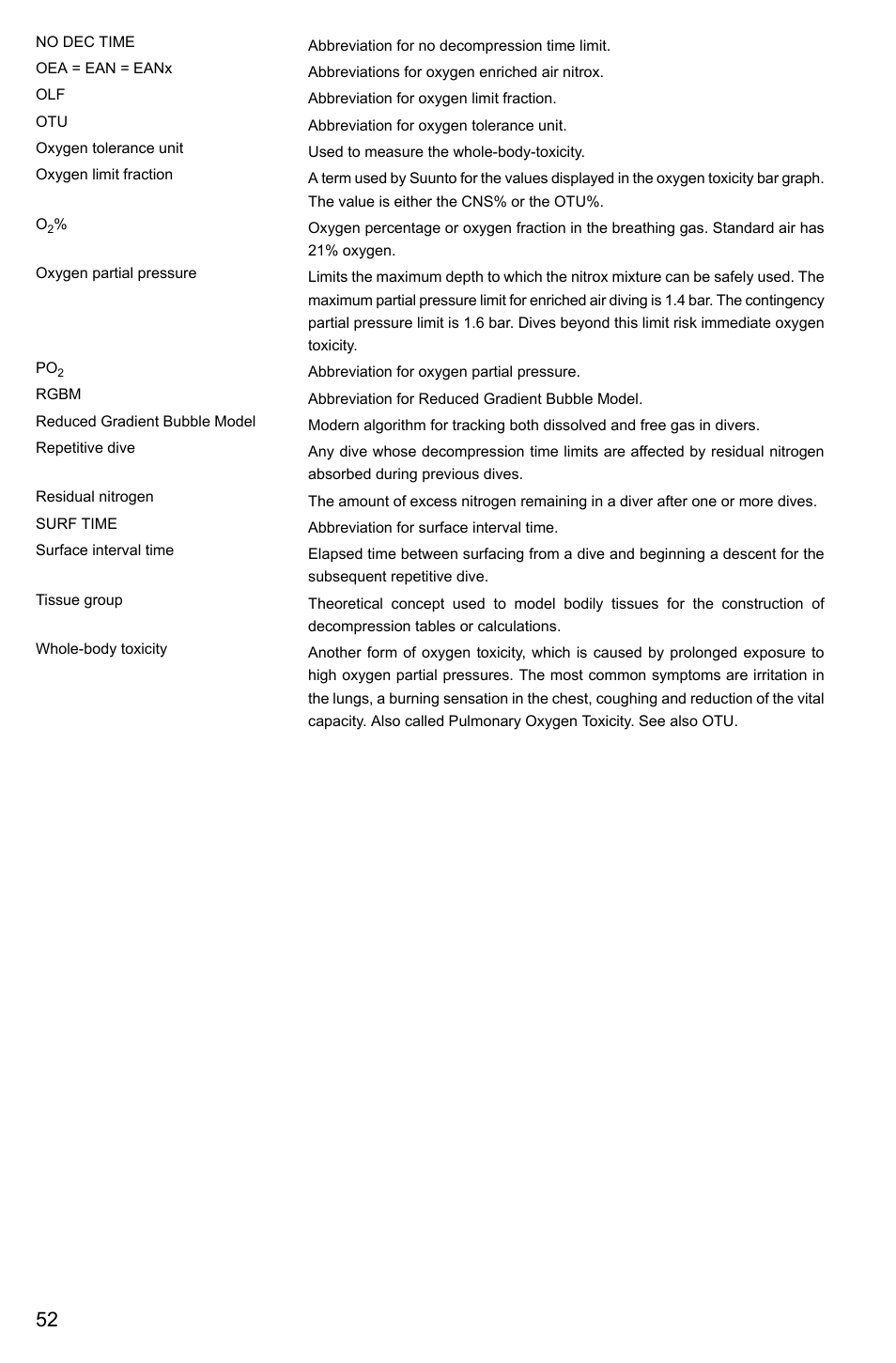 SUUNTO Vyper2 User Manual | Page 52 / 55