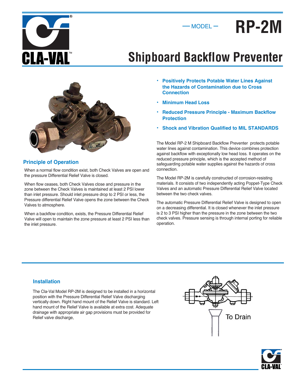 Cla-Val RP2M User Manual | 2 pages