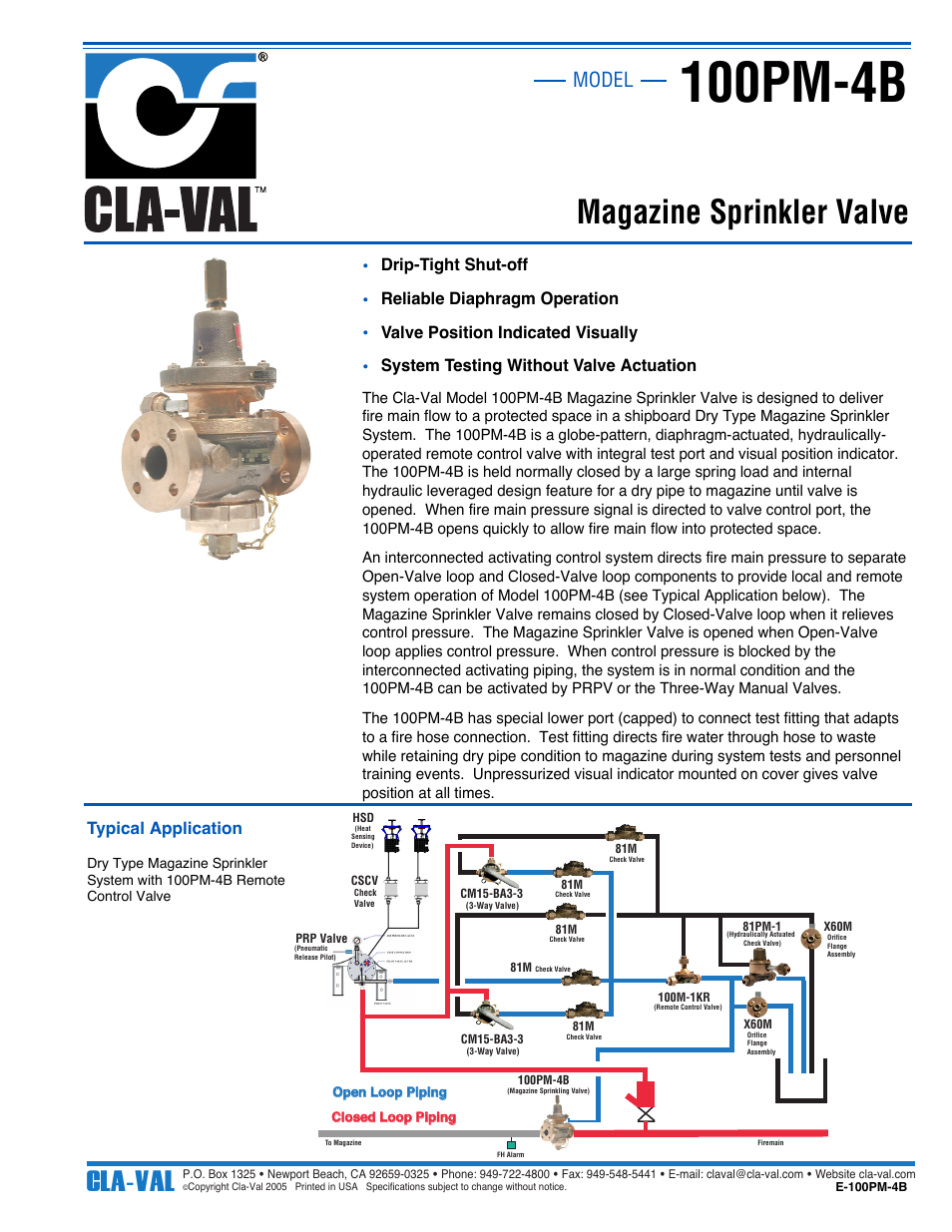 Cla-Val 100PM-4B User Manual | 1 page