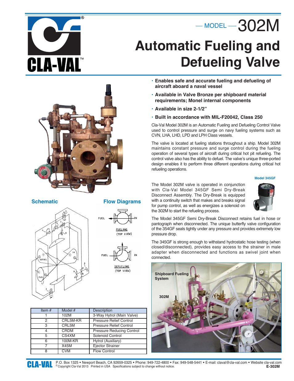 Cla-Val 302M User Manual | 1 page