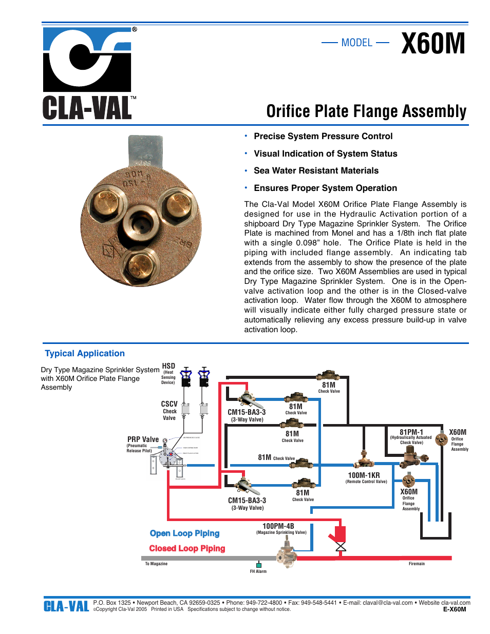 Cla-Val X60M User Manual | 1 page