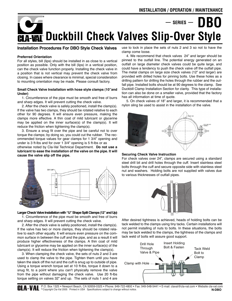 Cla-Val DBO Series User Manual | 1 page