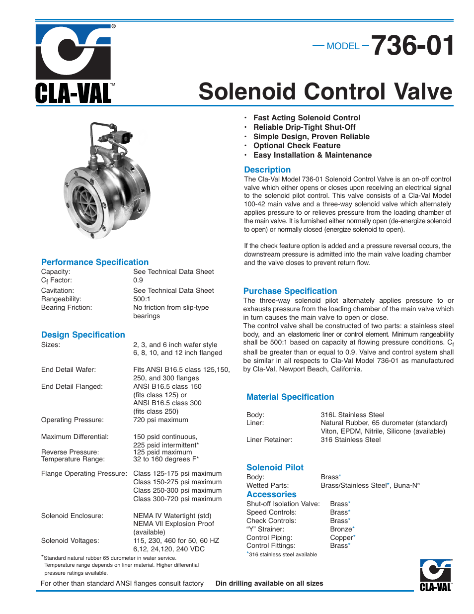 Cla-Val 736-01 User Manual | 2 pages