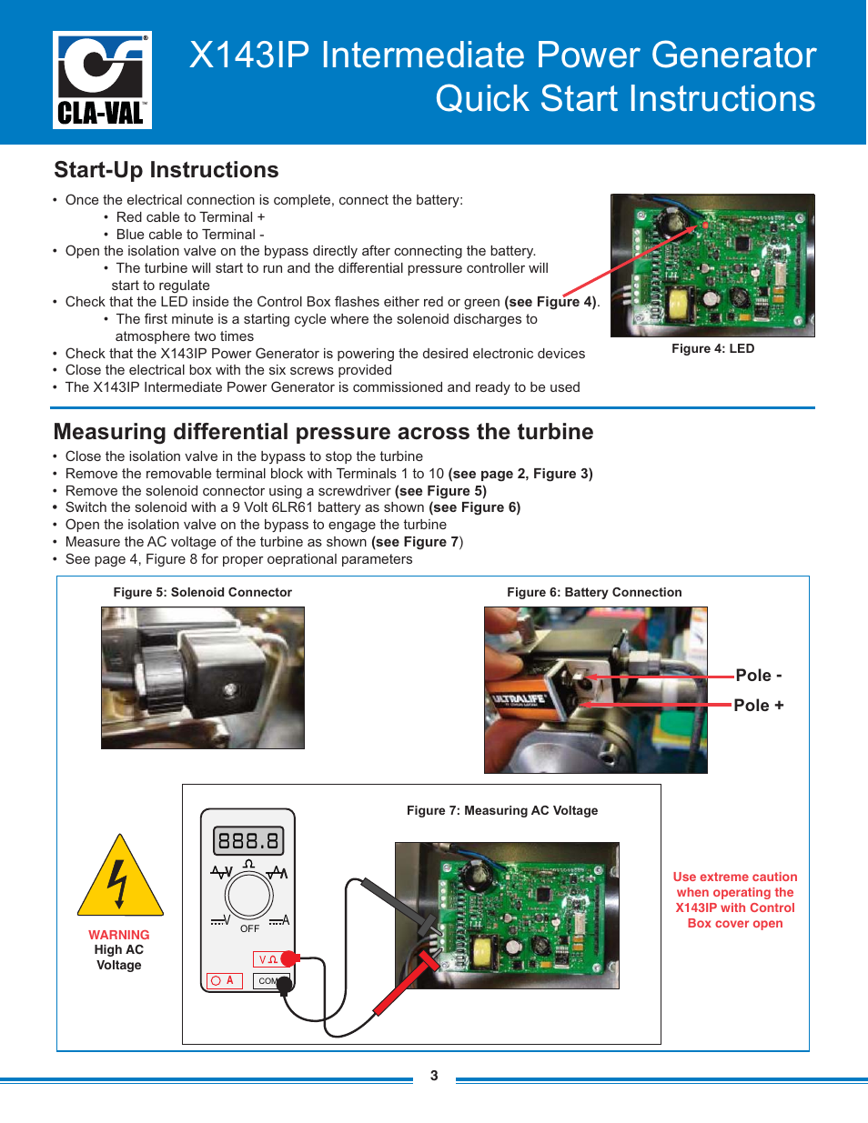 Start-up instructions, Measuring differential pressure across the turbine | Cla-Val X143IP User Manual | Page 3 / 4