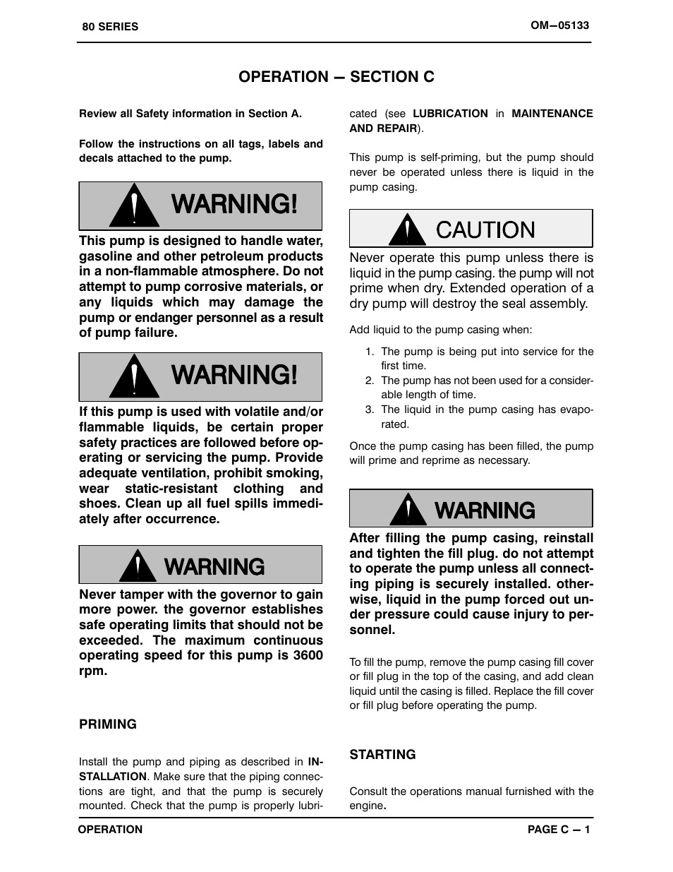 Operation - section c | Gorman-Rupp Pumps 83A1-L100EE-X 1215876 thru 1512372 User Manual | Page 13 / 29