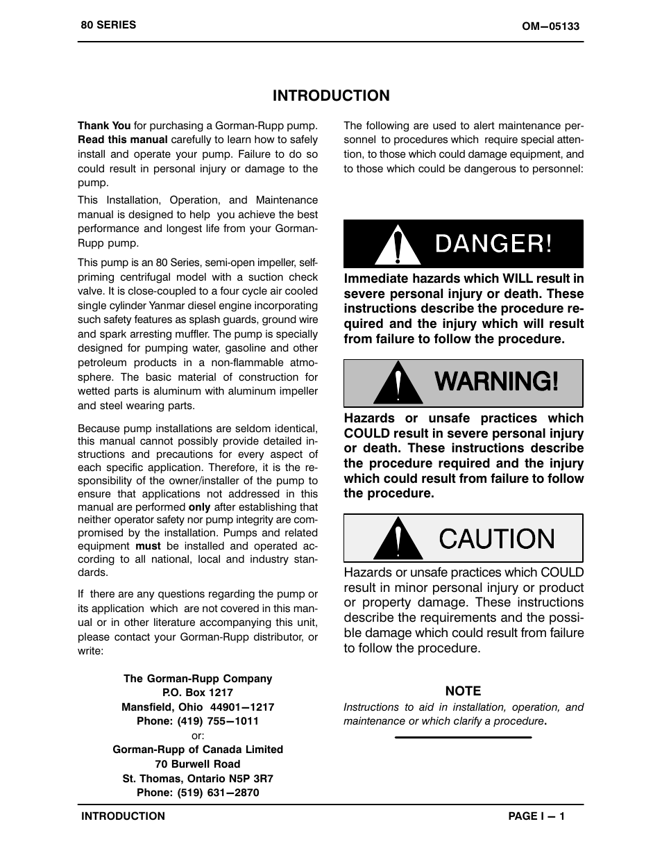 Introduction | Gorman-Rupp Pumps 83A1-L100EE-X 1215876 thru 1512372 User Manual | Page 5 / 29