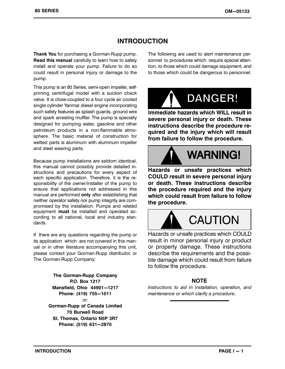 Introduction | Gorman-Rupp Pumps 83A1-L100EE-X 1512373 and up User Manual | Page 5 / 29