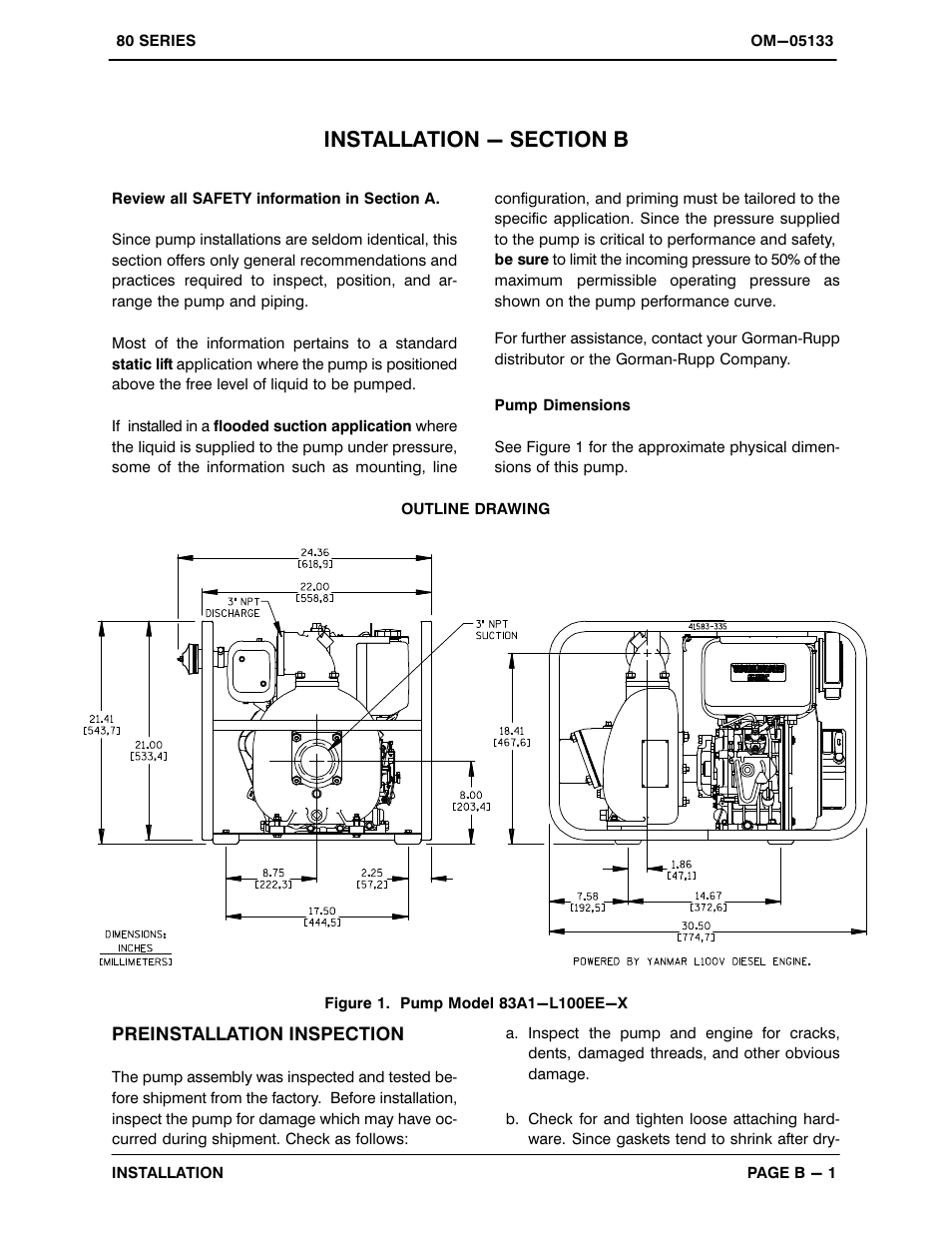 Installation - section b | Gorman-Rupp Pumps 83A1-L100EE-X 1512373 and up User Manual | Page 8 / 29