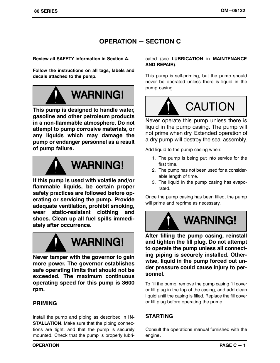 Operation - section c | Gorman-Rupp Pumps 82E1-L100EE-X 1215875 thru 1518663 User Manual | Page 13 / 29