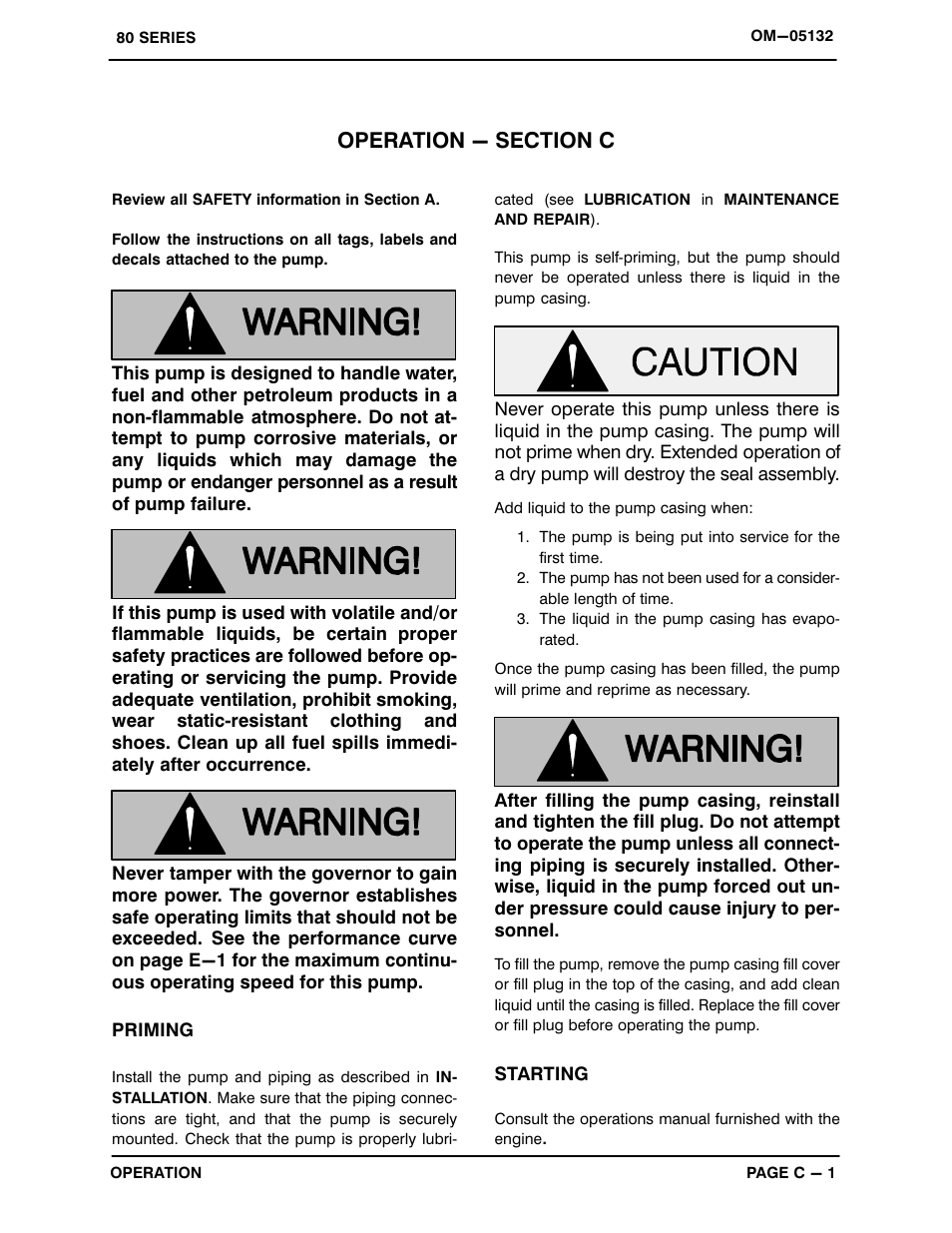 Operation - section c | Gorman-Rupp Pumps 82E1-L100EE-X 1518664 and up User Manual | Page 13 / 29