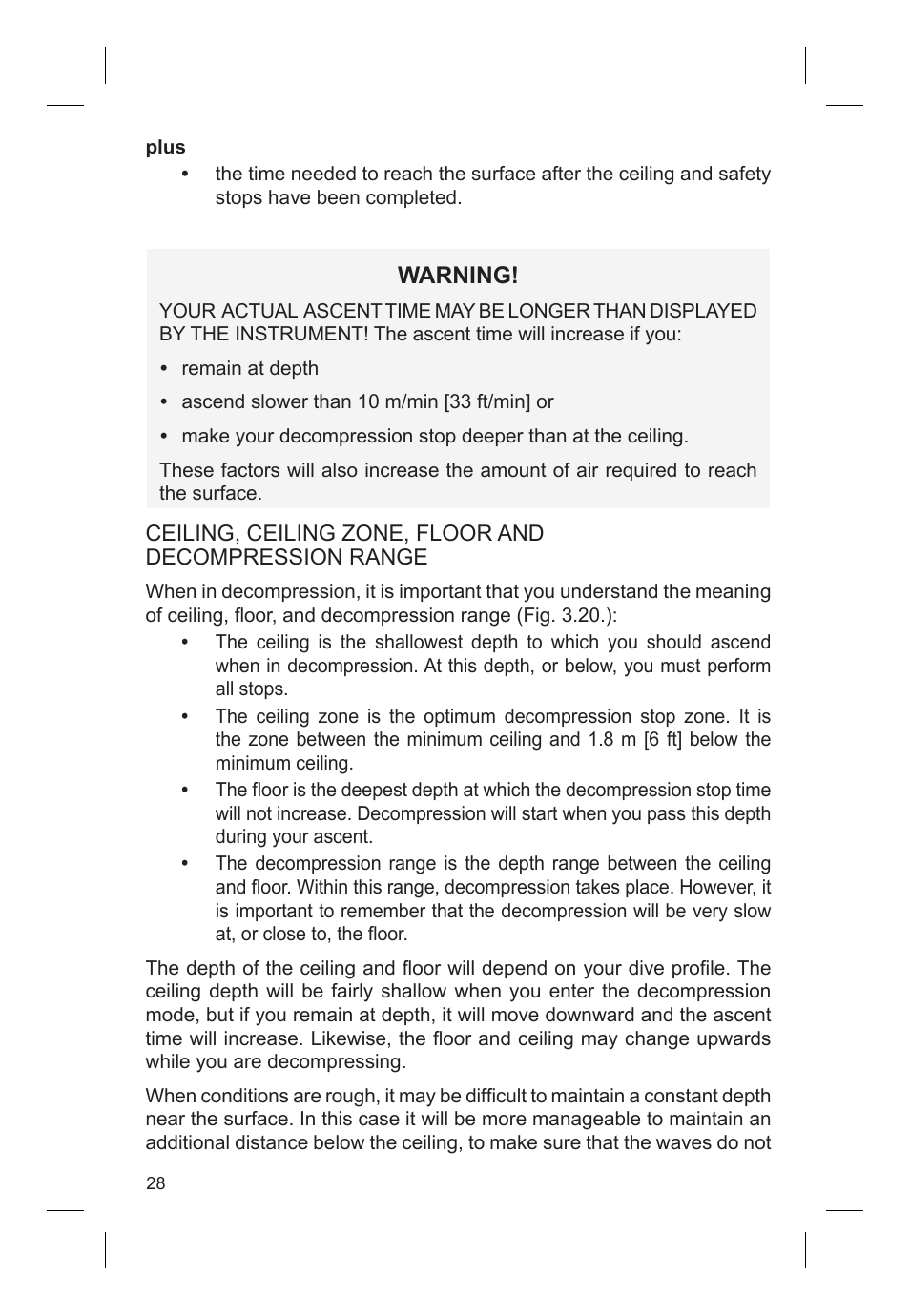 Warning | SUUNTO VYTEC DS User Manual | Page 30 / 86