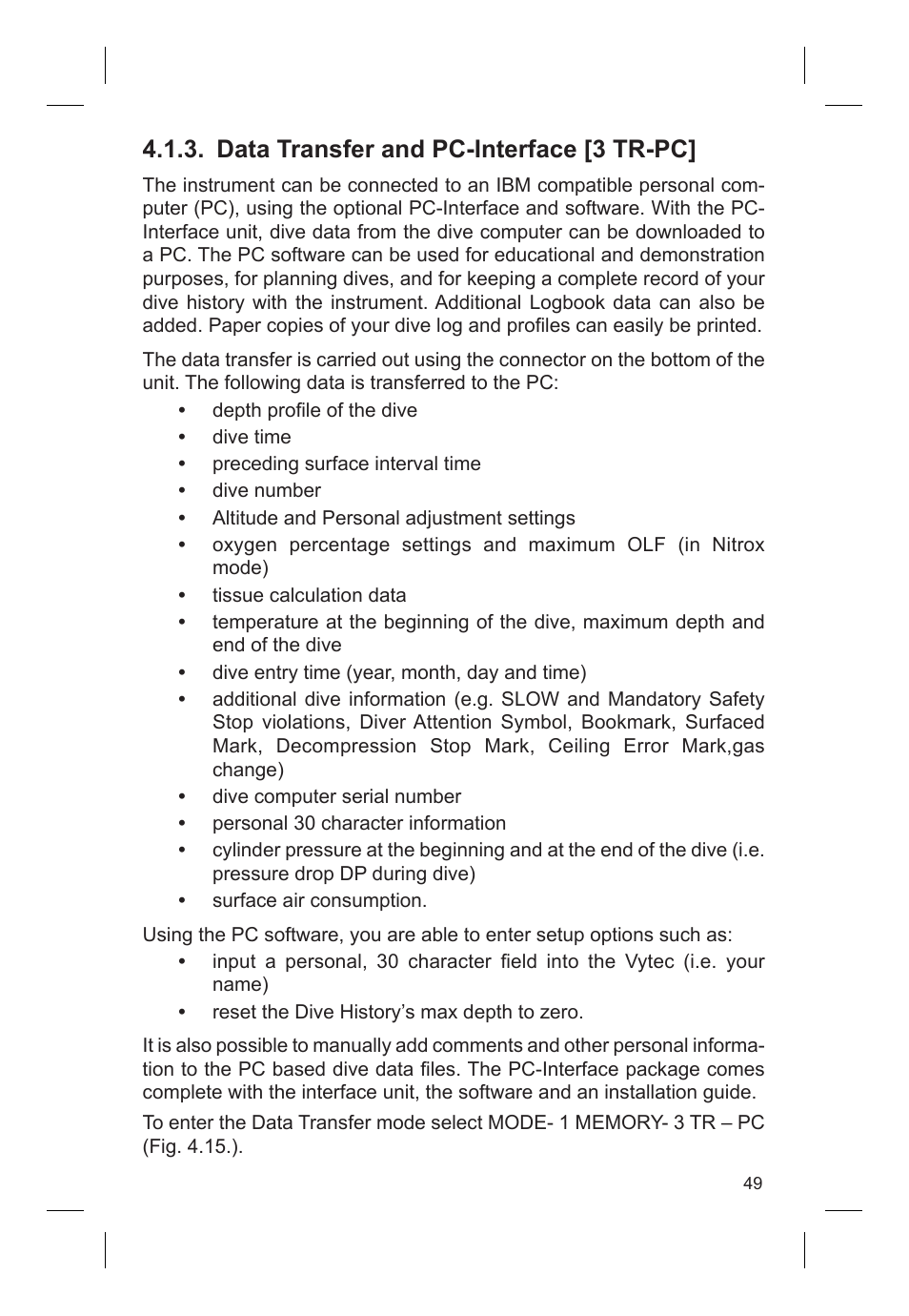 Data transfer and pc-interface [3 tr-pc | SUUNTO VYTEC DS User Manual | Page 51 / 86