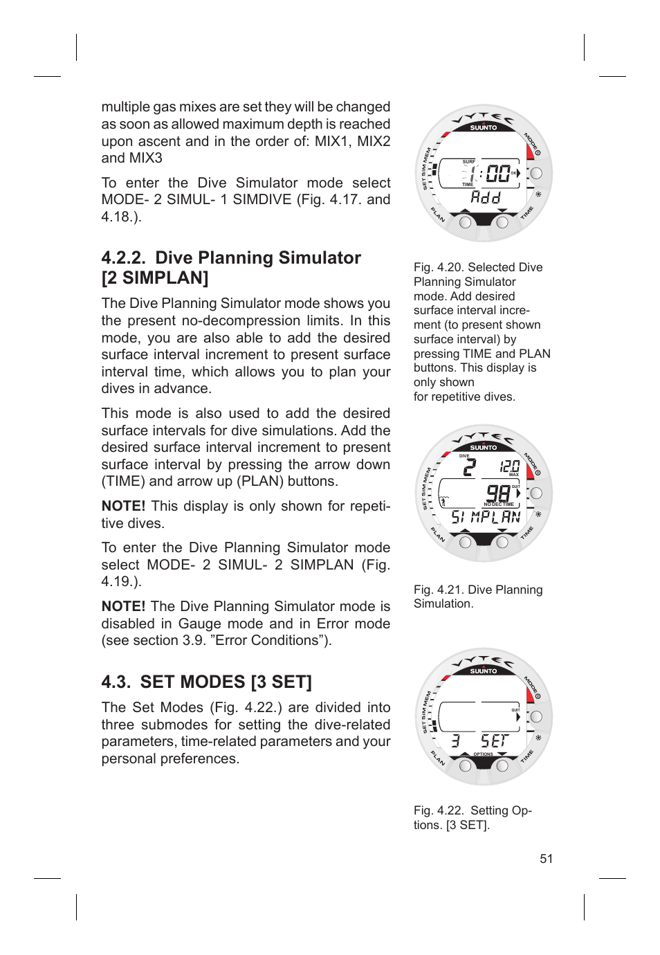 Dive planning simulator [2 simplan, Set modes [3 set | SUUNTO VYTEC DS User Manual | Page 53 / 86