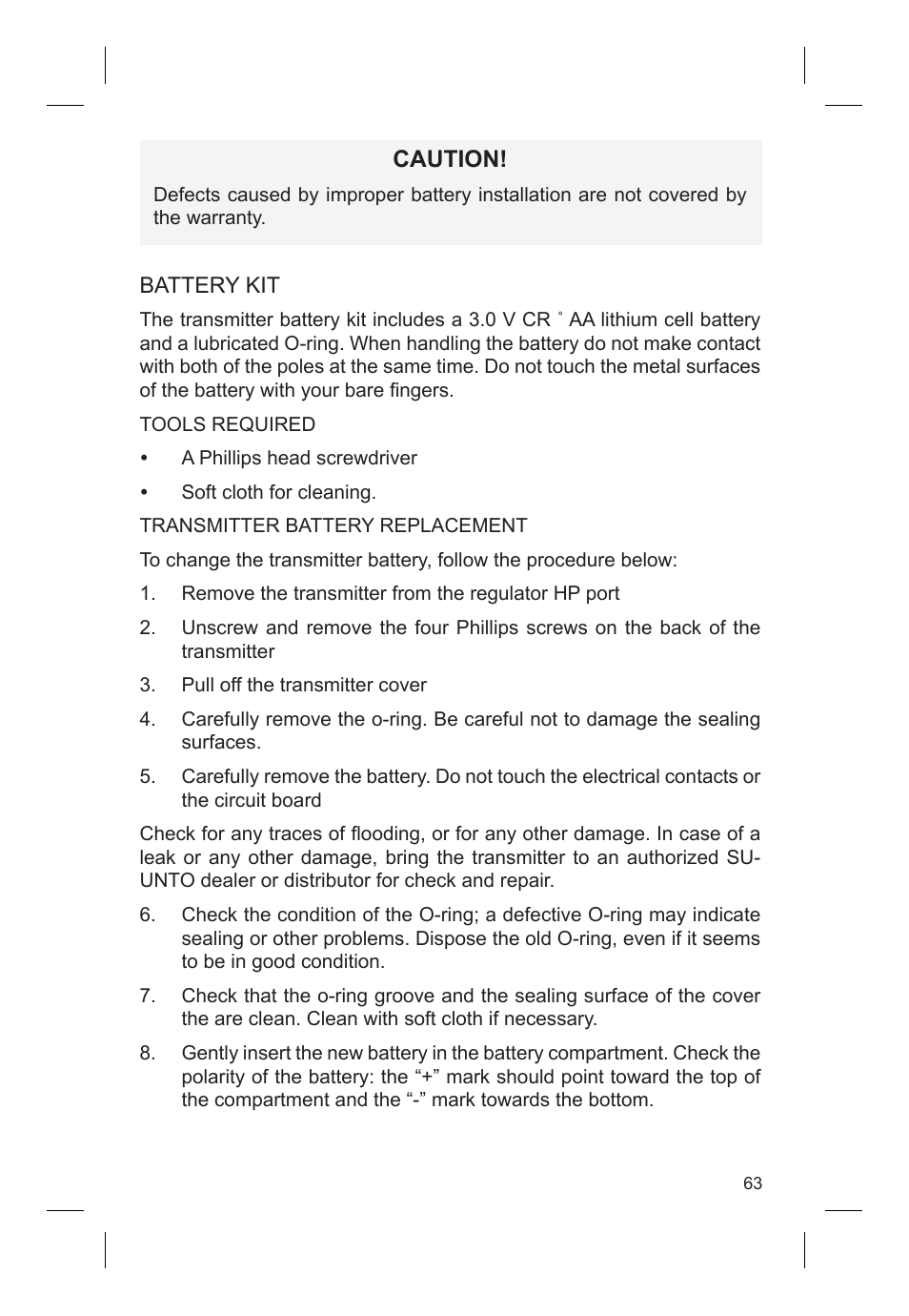 Caution | SUUNTO VYTEC DS User Manual | Page 65 / 86