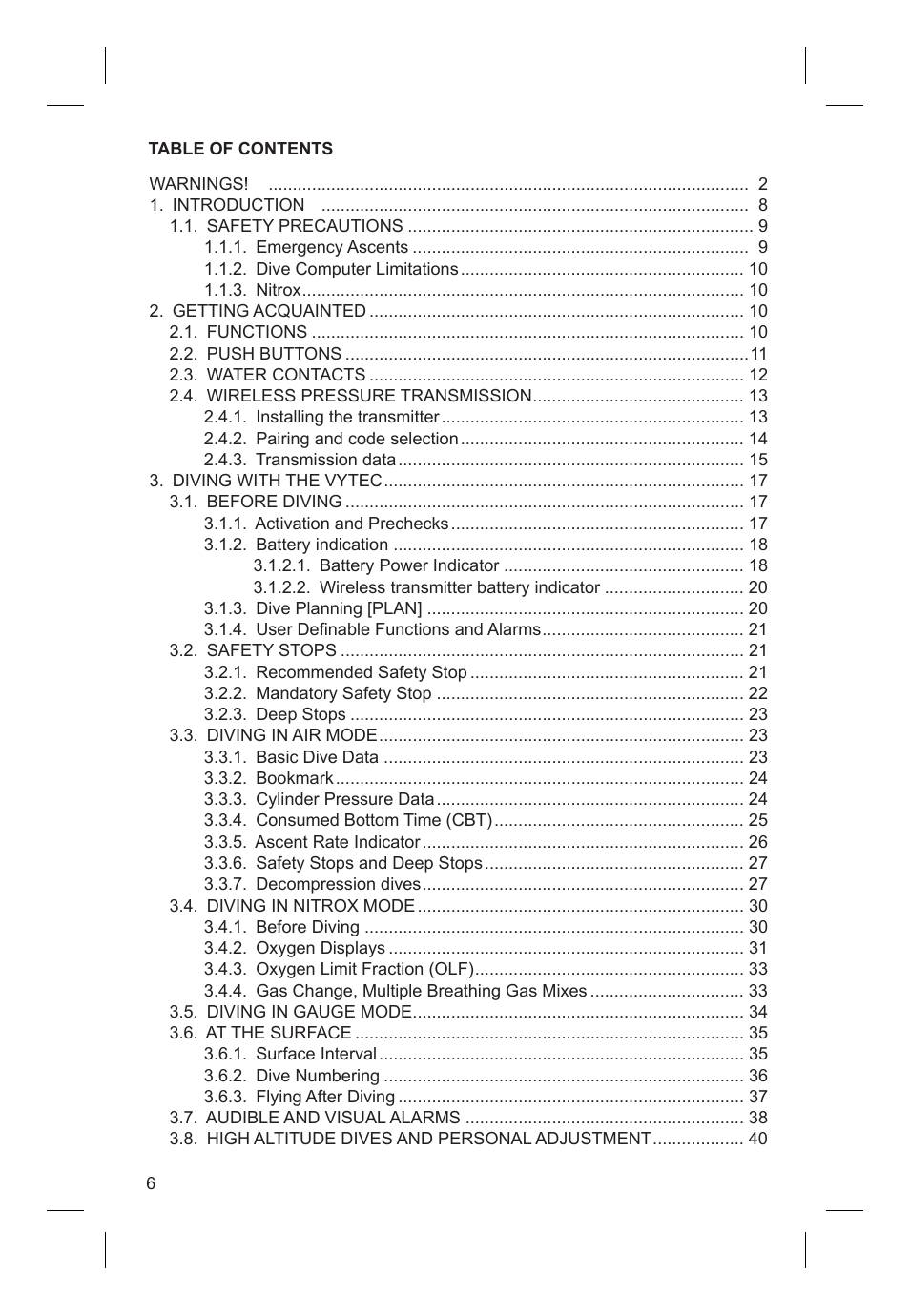 SUUNTO VYTEC DS User Manual | Page 8 / 86