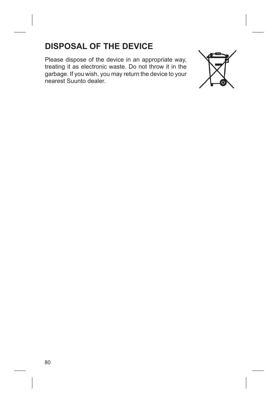 Disposal of the device | SUUNTO VYTEC DS User Manual | Page 82 / 86