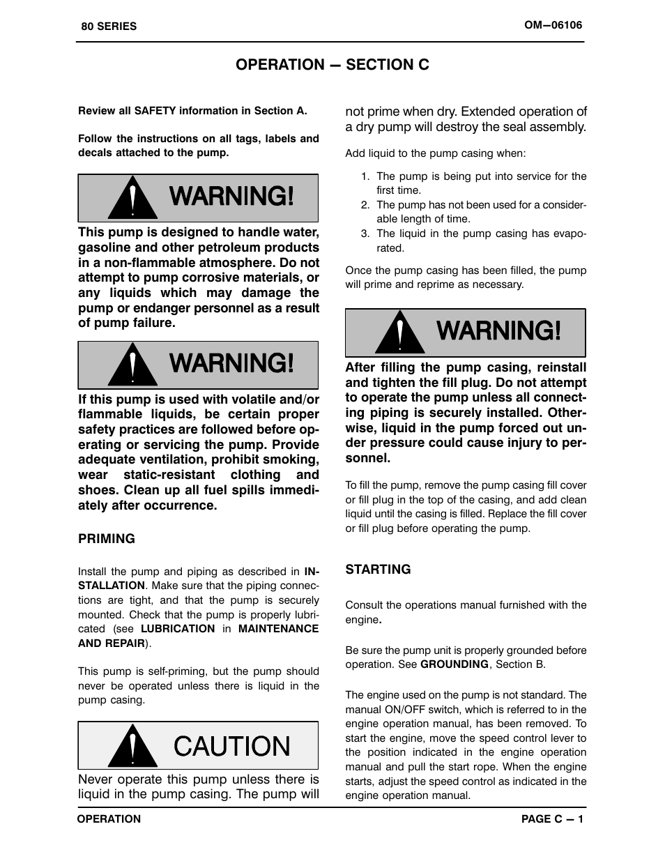 Operation - section c | Gorman-Rupp Pumps 82D1-EX13-X 1390156 and up User Manual | Page 13 / 31