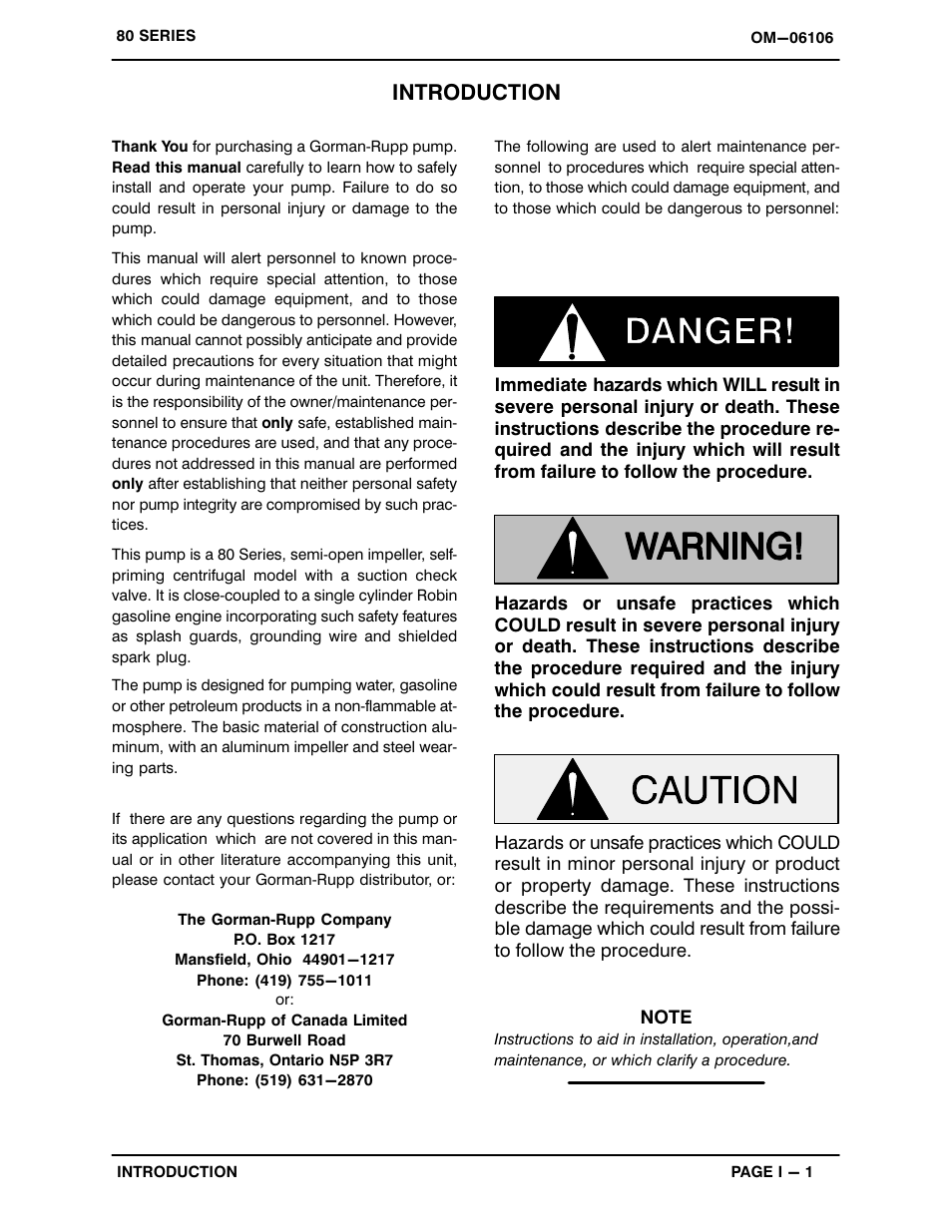 Introduction | Gorman-Rupp Pumps 82D1-EX13-X 1390156 and up User Manual | Page 5 / 31