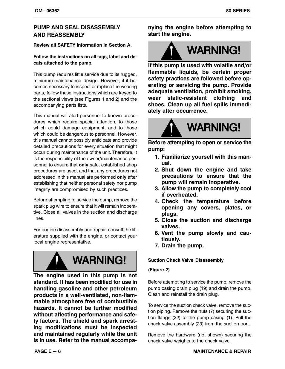Pump and seal disassemblyand reassembly | Gorman-Rupp Pumps 82D1-1B20-X 1460627 and up User Manual | Page 24 / 29