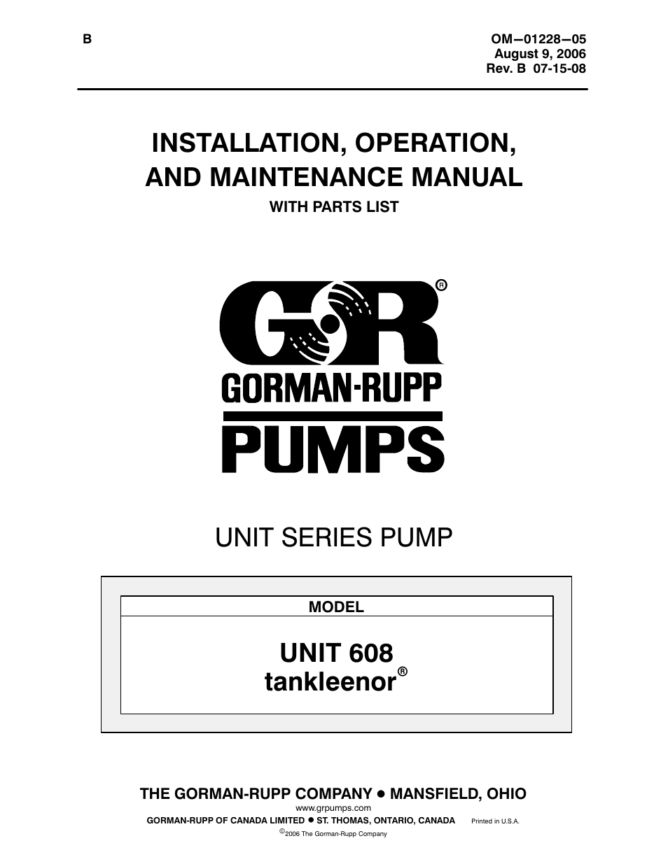 Gorman-Rupp Pumps UNIT 608 1347755 thru 1395613 User Manual | 40 pages